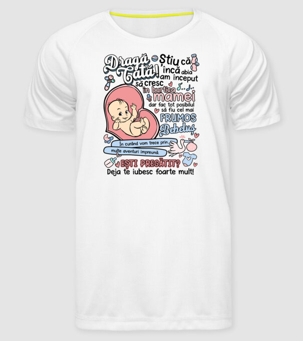 Dragă tată model alb pe tricou