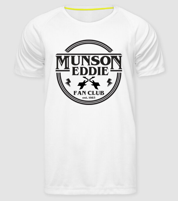 eddie munson fan club est 1983 model alb pe tricou