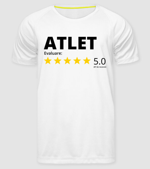 Evaluare 5 ATLET model alb pe tricou