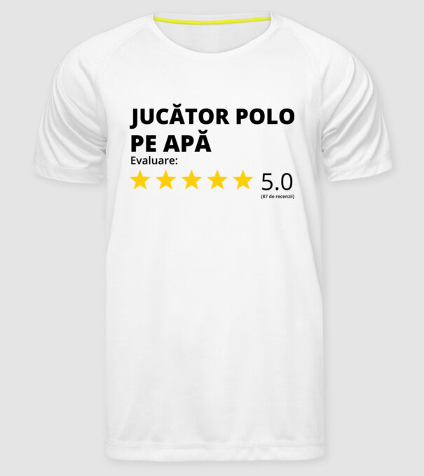 Evaluare 5 JUCĂTOR POLO PE APĂ model alb pe tricou