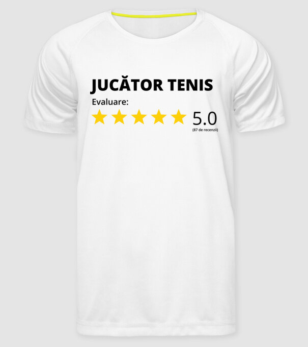 Evaluare 5 JUCĂTOR de TENIS model alb pe tricou