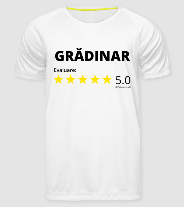 Evaluare Grădinar model alb pe tricou