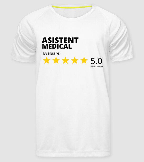 Evaluare - ASISTENT MEDICAL model alb pe tricou