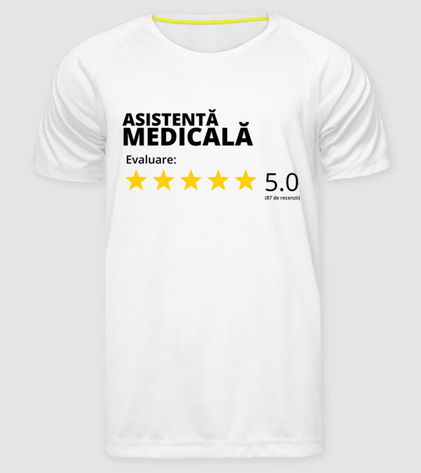 Evaluare - ASISTENTĂ MEDICALĂ model alb pe tricou