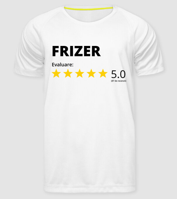 Evaluare - FRIZER model alb pe tricou