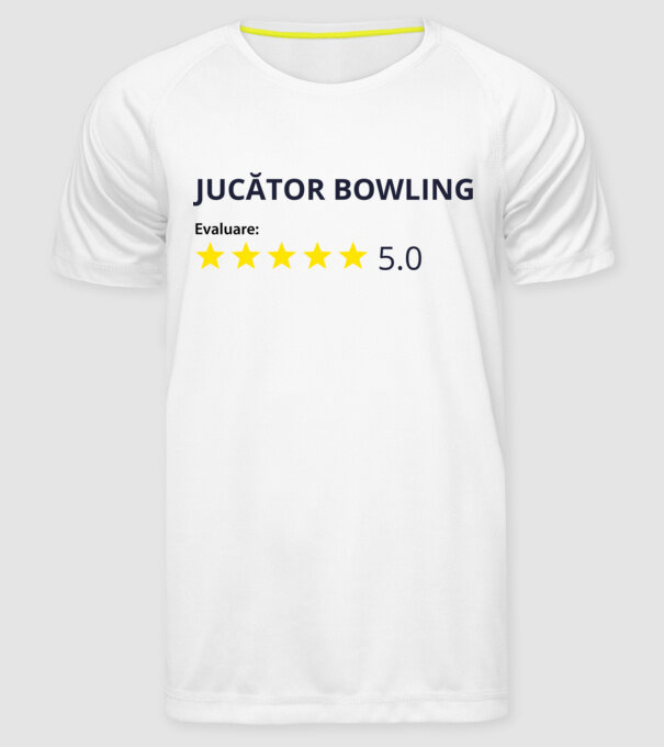 evaluare: jucător bowling de 5 stele model alb pe tricou