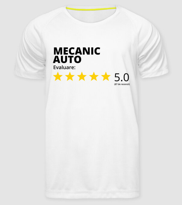 Evaluare - MECANIC AUTO model alb pe tricou