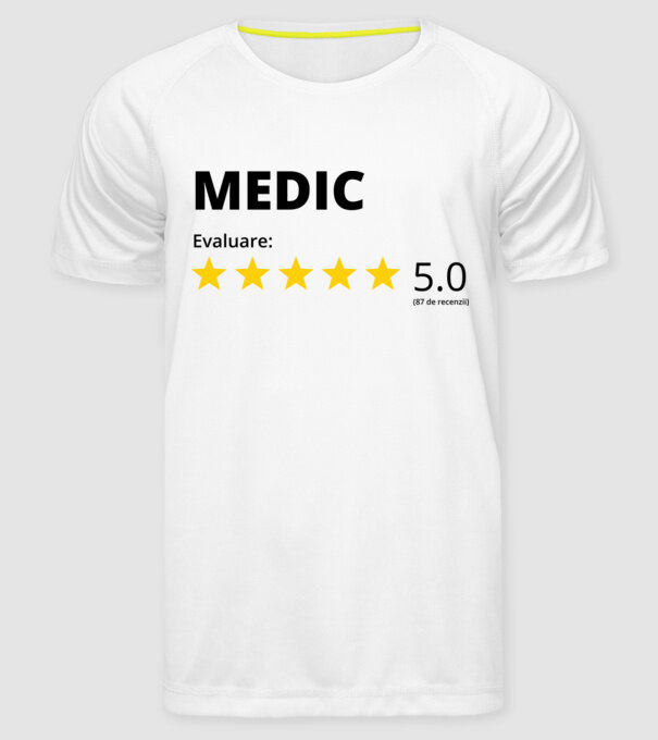 Evaluare - MEDIC model alb pe tricou