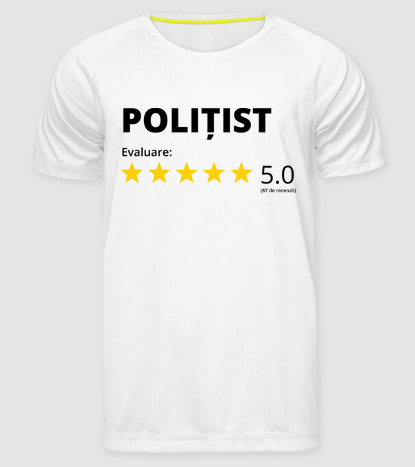 Evaluare - POLIȚIST model alb pe tricou