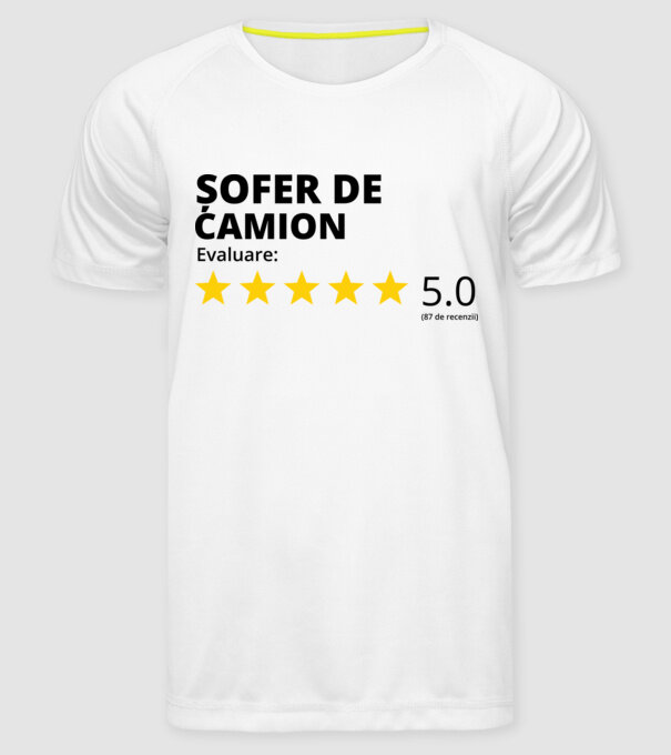 Evaluare - ȘOFER DE CAMION model alb pe tricou