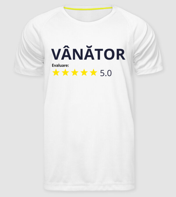 evaluare: vânător de 5 stele model alb pe tricou