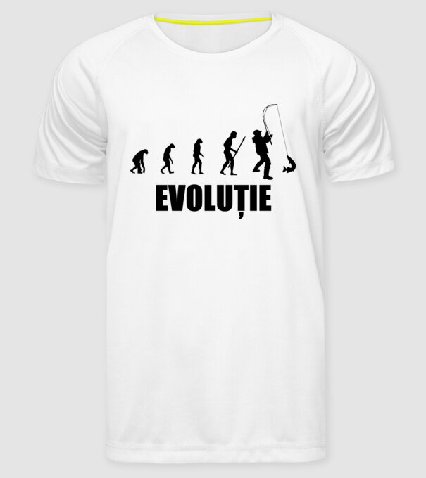 Evoluție Pescuit model alb pe tricou