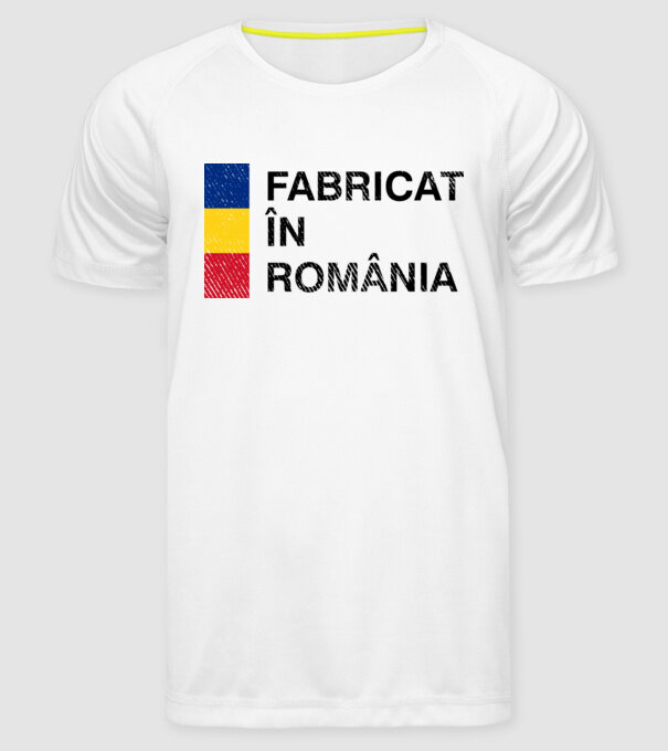 Fabricat în România model alb pe tricou