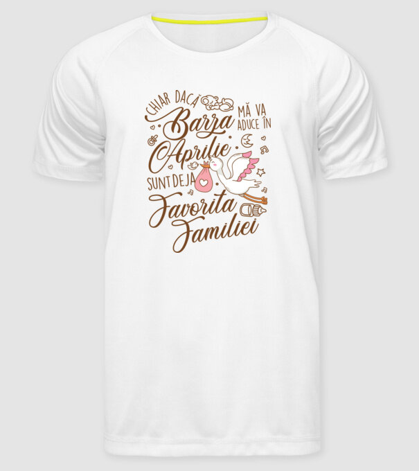Favorita familiei APRILIE model alb pe tricou
