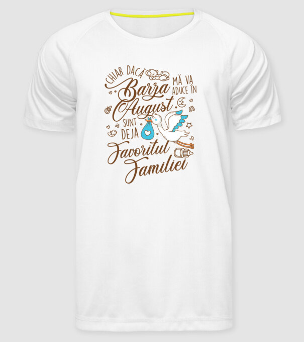 Favoritul familiei AUGUST model alb pe tricou