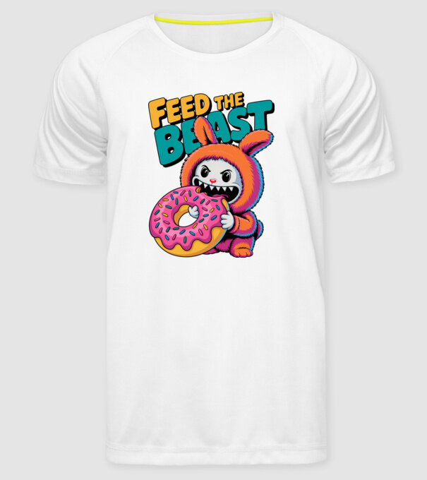 Feed the beast model alb pe tricou