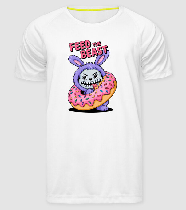 Feed the beast model alb pe tricou