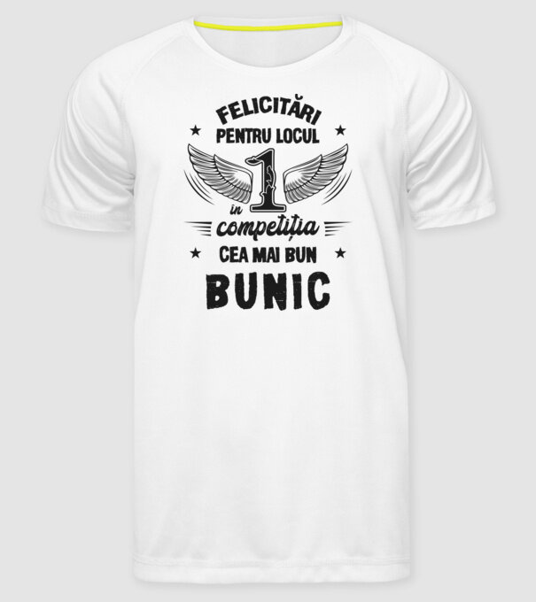 Felicitări pentru locul 1 în competiția Cel mai bun bunic! model alb pe tricou