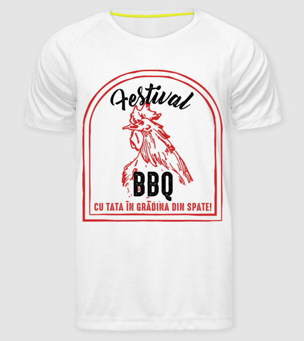 Festival BBQ - cu tata în grădina din spate! model alb pe tricou