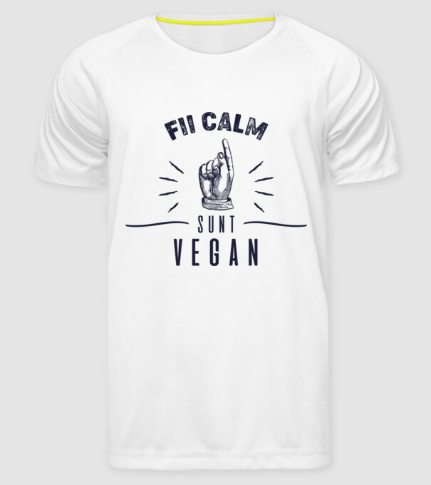 fii calm, sunt VEGAN model alb pe tricou