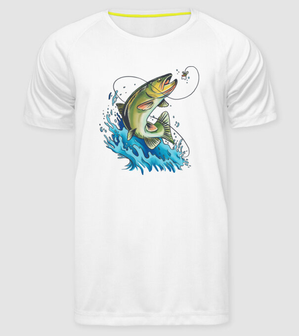 Fish model alb pe tricou