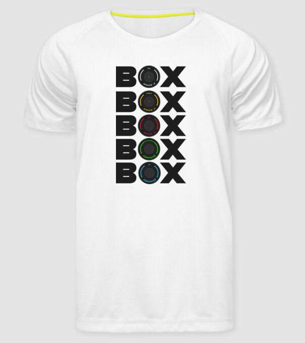 Forma1 box model alb pe tricou