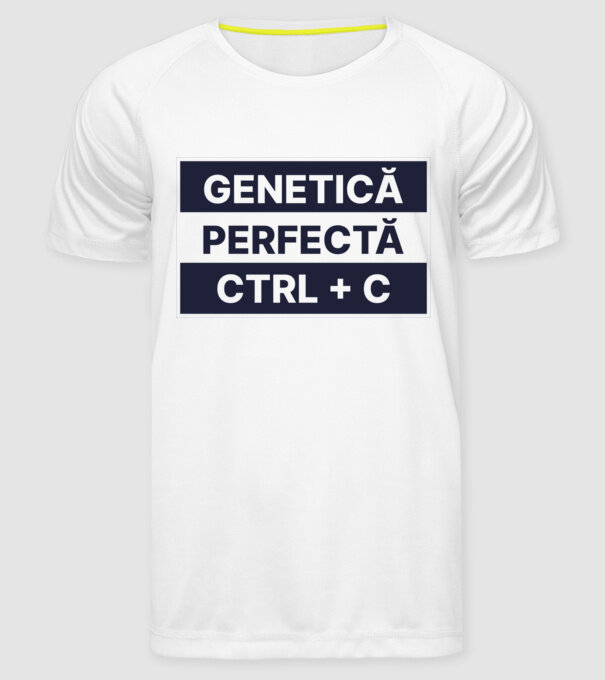 Genetică perfectă CTRL + C model alb pe tricou