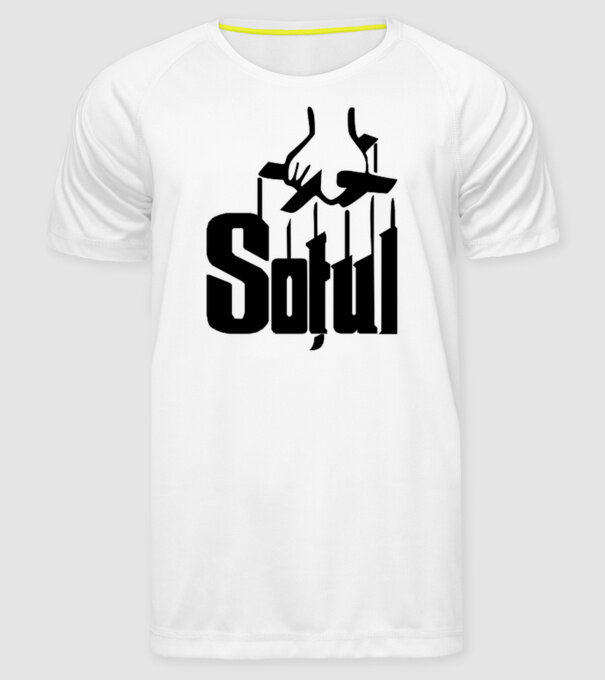 Soțul model alb pe tricou
