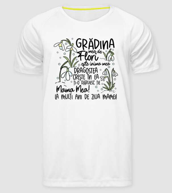 Grădina mea de flori model alb pe tricou