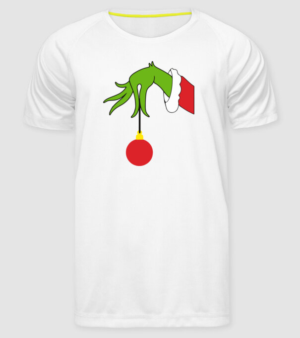 Grinch hand model alb pe tricou