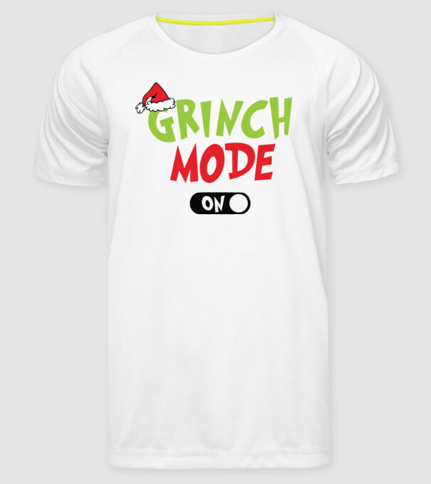 Grinch Mode model alb pe tricou