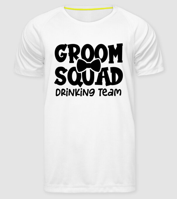 Groom Squad model alb pe tricou