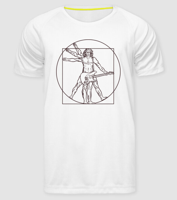 Guitar player model alb pe tricou