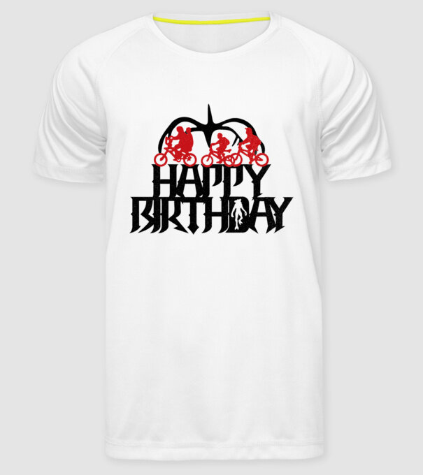happy birthday stranger things model alb pe tricou
