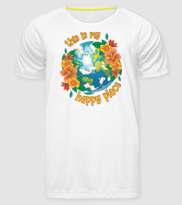 Happy Place model alb pe tricou