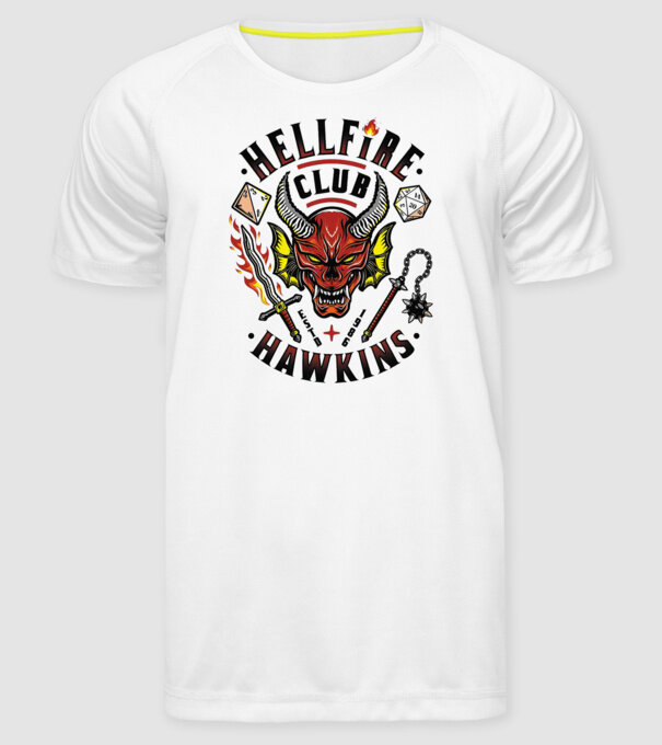 hellfire club hawkins model alb pe tricou