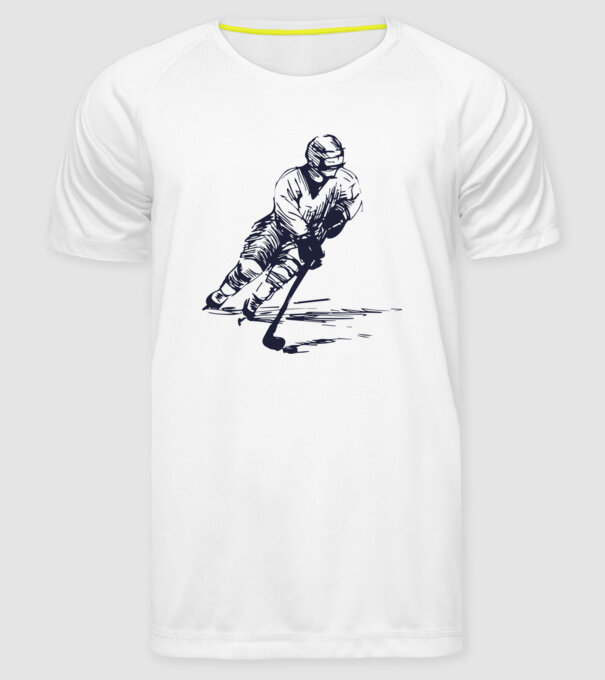Hockey player model alb pe tricou