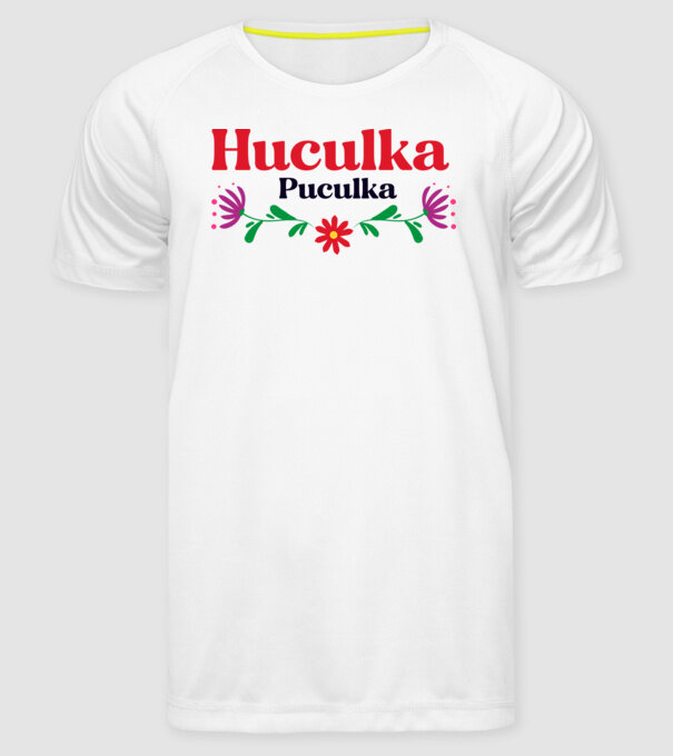 Huculka Puculka model alb pe tricou