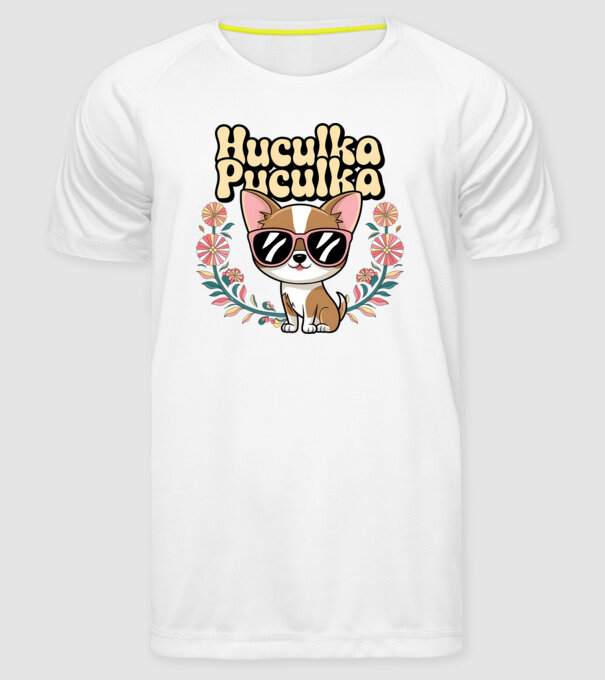 Huculka Puculka câine 1 model alb pe tricou