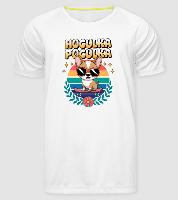 Huculka Puculka Câine 2 model alb pe tricou