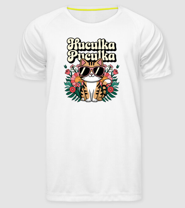 Huculka Puculka pisică 3 model alb pe tricou