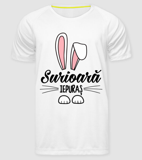 Iepuraș surioară model alb pe tricou