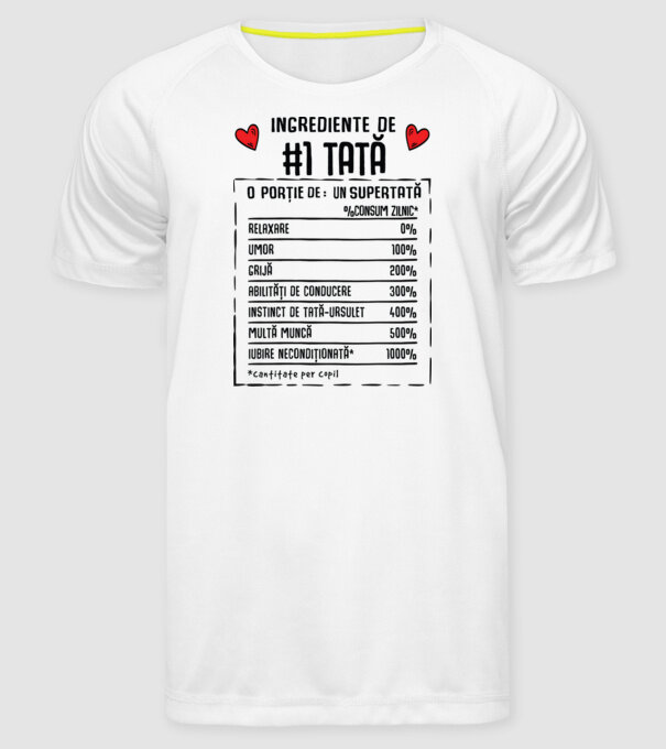 Ingrediente Tată model alb pe tricou