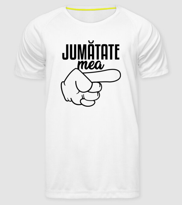 Jumătate a mea model alb pe tricou