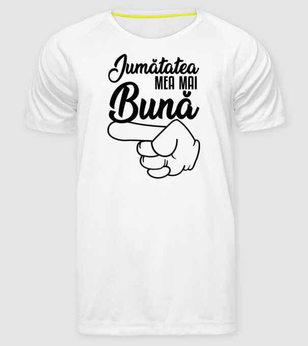 jumătatea mea mai bună model alb pe tricou