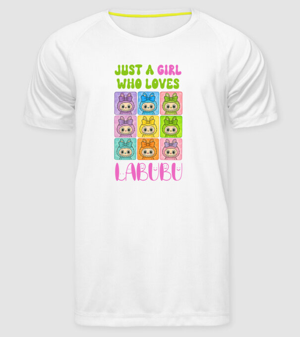 Just a girl who loves Labubu model alb pe tricou