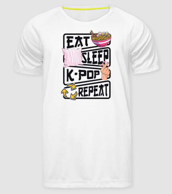 K-POP EAT SLEEP model alb pe tricou