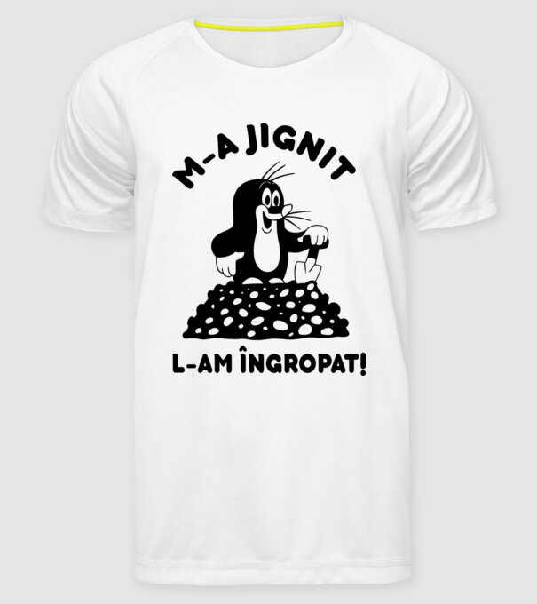 M-a jignit, l-am îngropat model alb pe tricou
