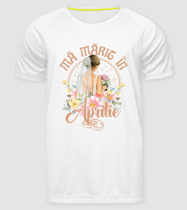 mă mărit - în aprilie model alb pe tricou