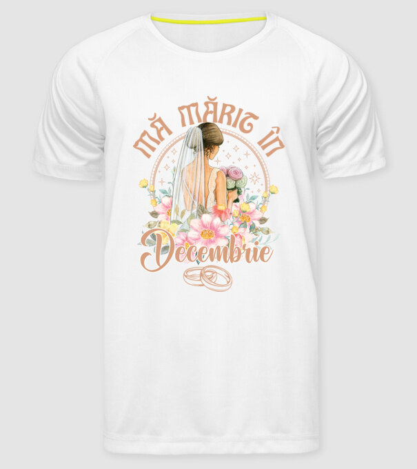 mă mărit - în decembrie model alb pe tricou